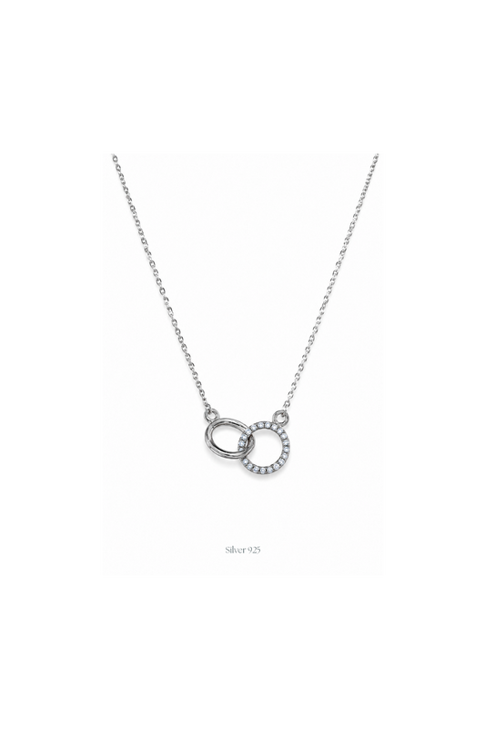 Double Circle Silver Pendant With Chain