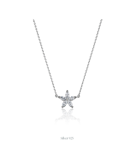 Floral Silver Pendant With Chain