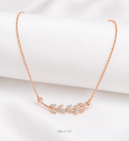 Minimal Leafs Branch Pendant with Chain