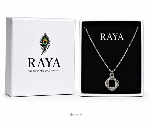 Double Ring Silver Pendant with Chain