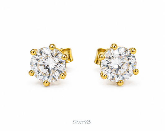 Classic round-cut zircon stud earrings