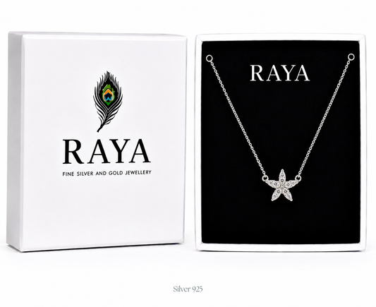 Floral Silver Pendant With Chain