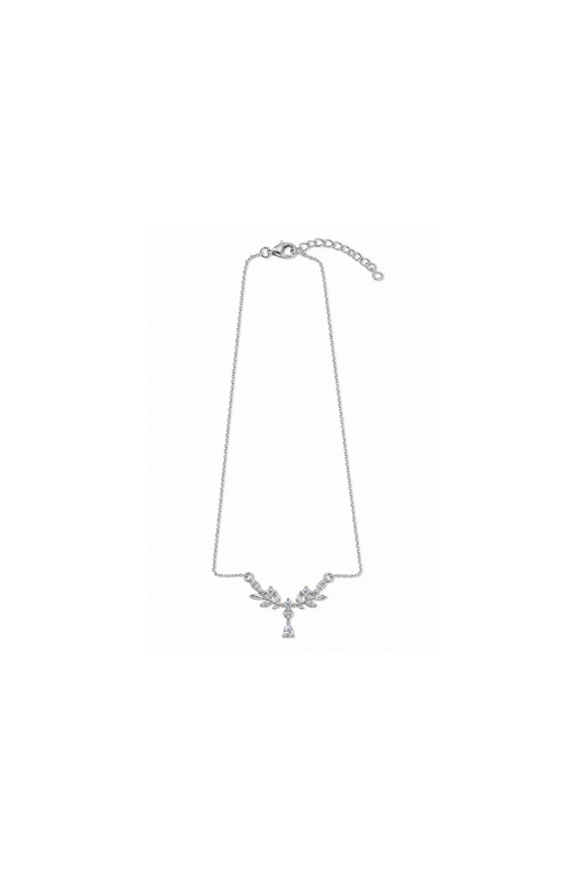 Elegant Leafy Branch Silver Pendant Necklace