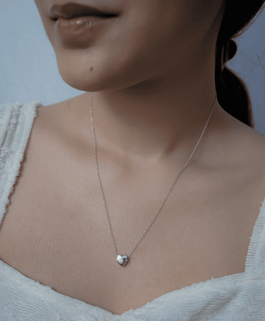 Double Heart Silver Pendent With Chain