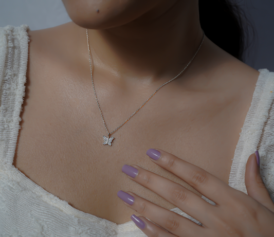 Butterfly Silver Pendant with Chain