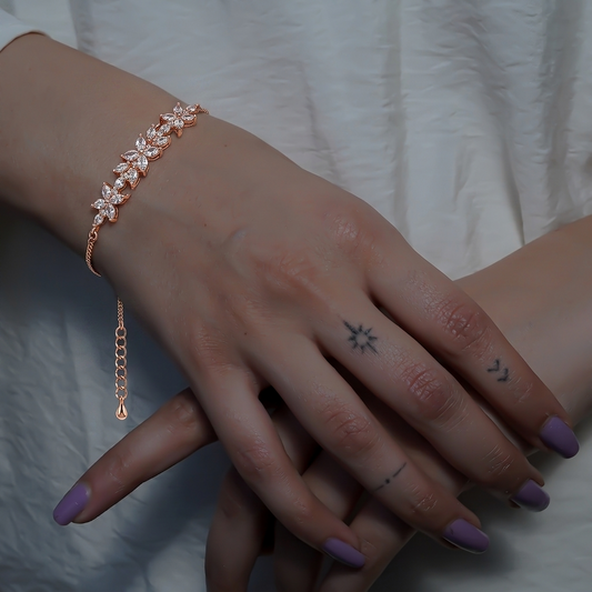 Floral Silver Marquise