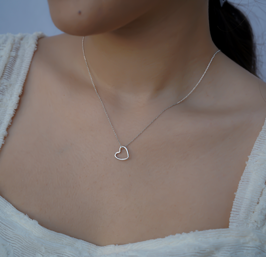 Sleek open-heart Silver pendant