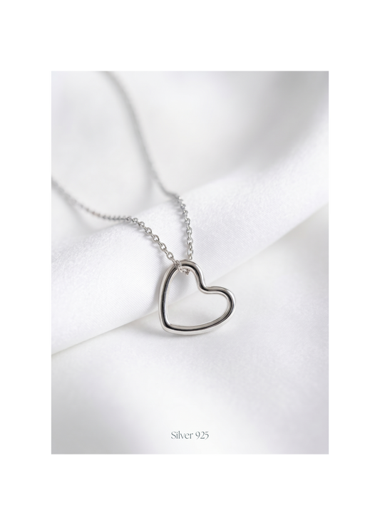 Sleek open-heart Silver pendant