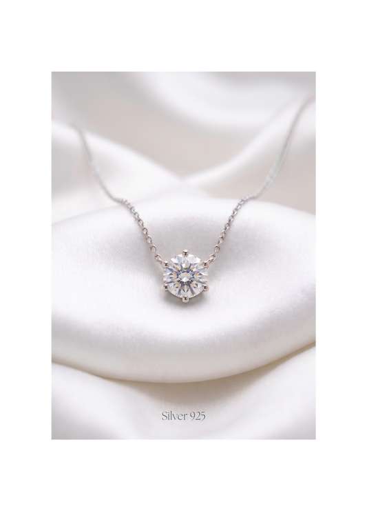 Single Sparkling Stone Pendant With Chain