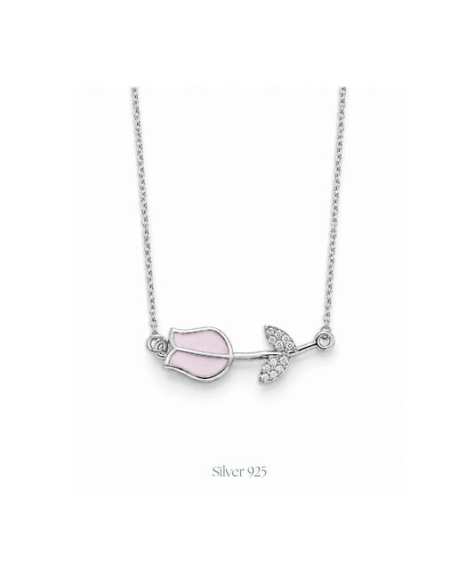 Minimal Leaf Branch Silver Pendant