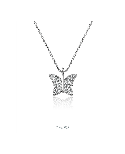 Butterfly Silver Pendant with Chain