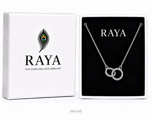 Double Circle Silver Pendant With Chain