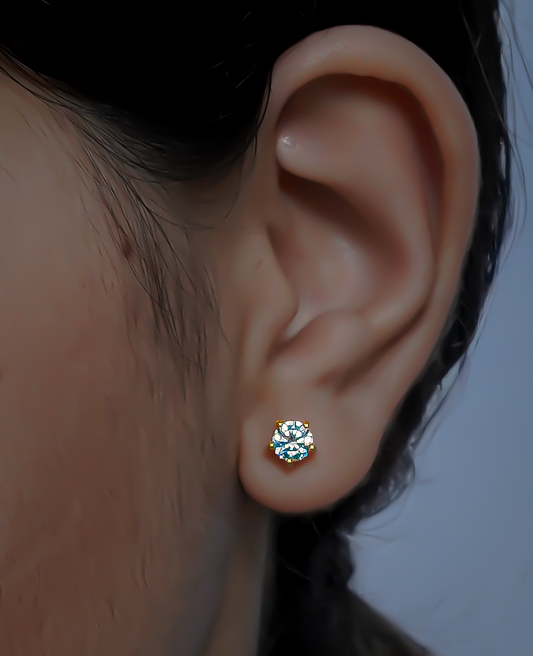 Classic round-cut zircon stud earrings