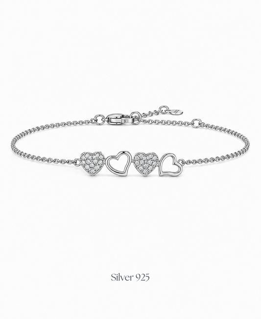 Heart Motifs With Shimmering Stones Bracelets