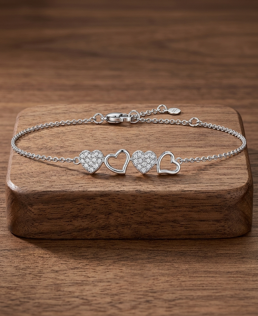 Heart Motifs With Shimmering Stones Bracelets
