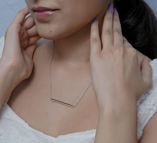 Horizontal Bar Silver Pendant