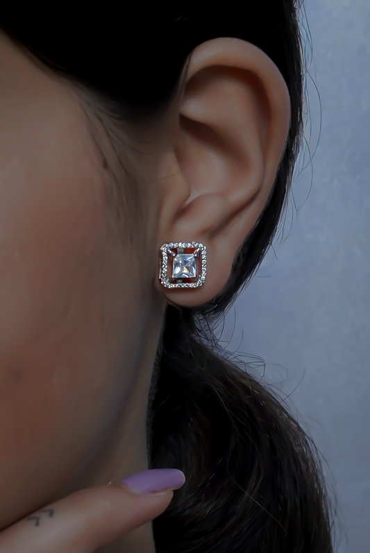Dainty square-shaped stud