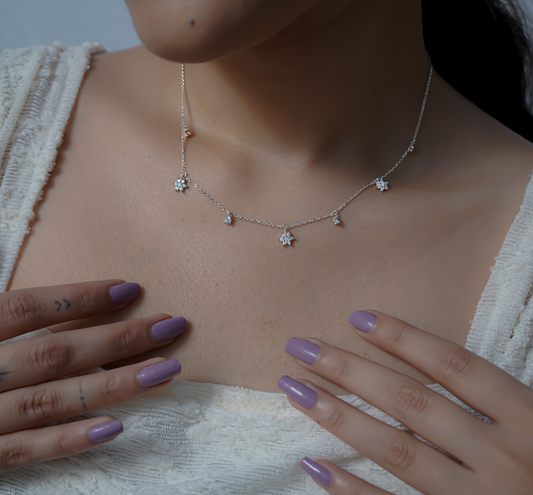 Floral Silver Necklace
